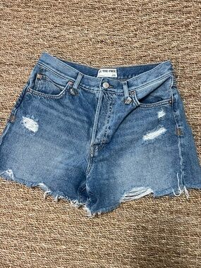 We The Free Free People Distressed High-Rise Denim Shorts